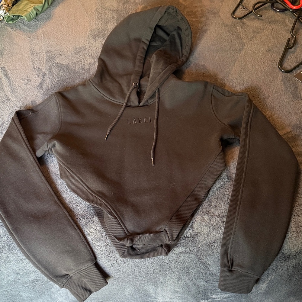 Black Cropped Hooded Women's Sweater